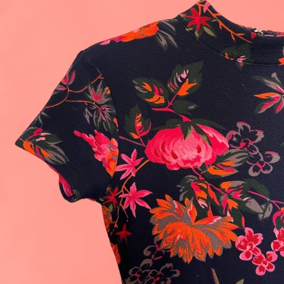 NWOT Floral High Neck Mini Dress - Picture 4 of 5